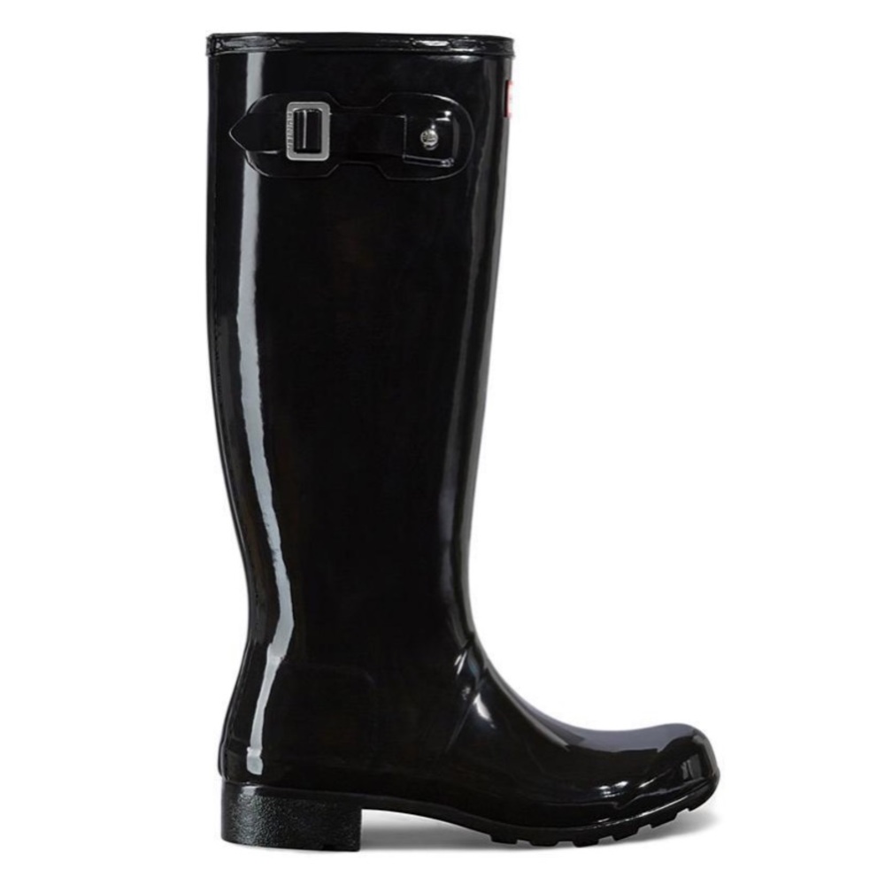 New Hunter Tour Tall black glossy rain boots 8